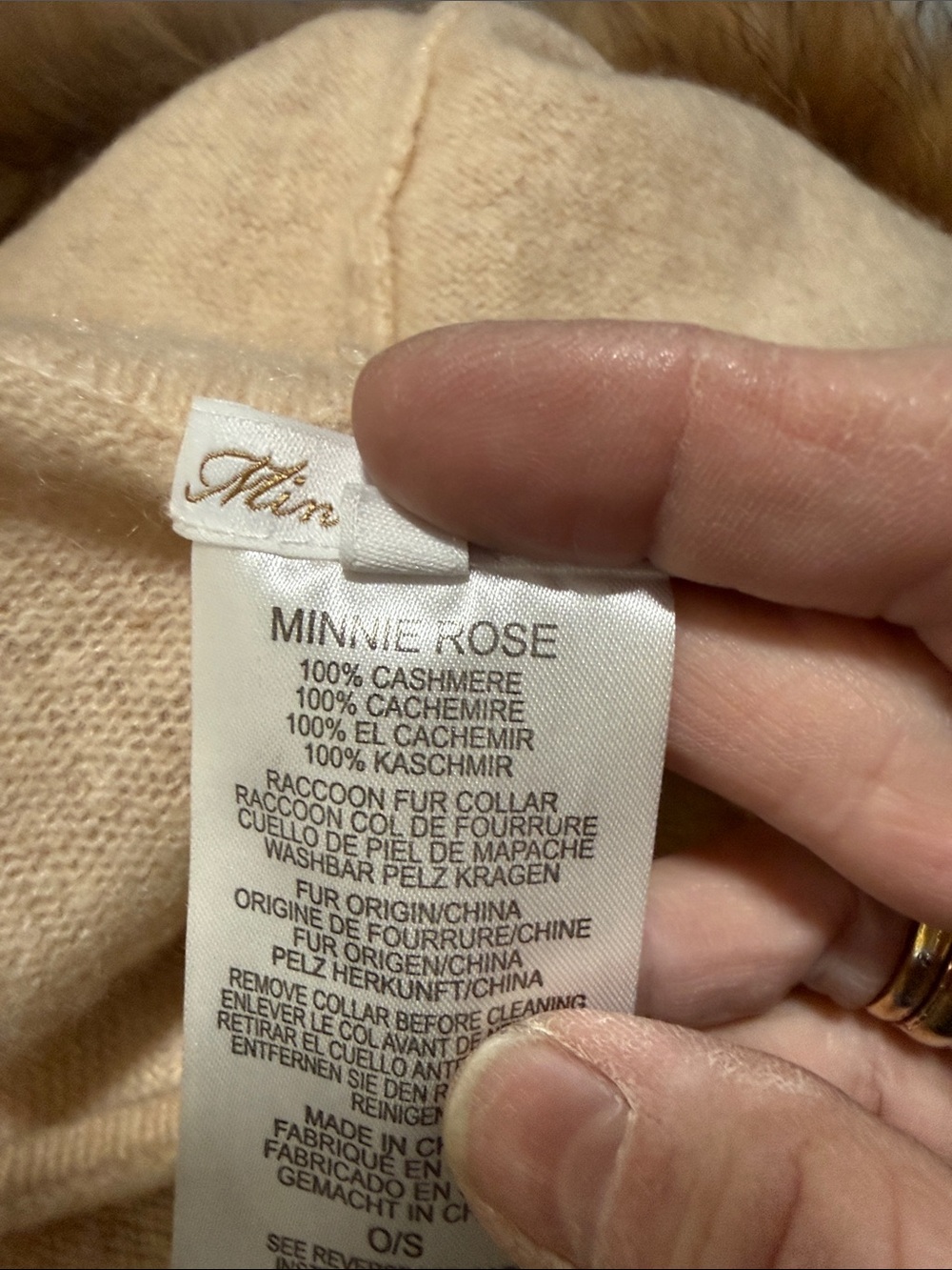 Minnie Rose Cream Cashmere Hooded Poncho with Faux Fur Trim O/S - Picture 7 of 8
